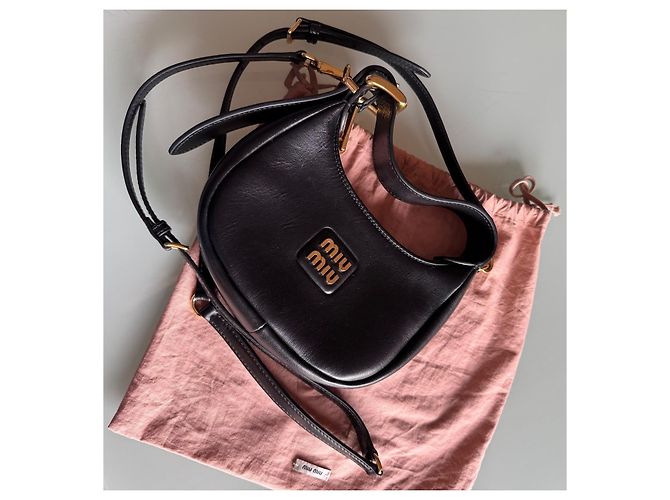Borsa Hobo Miu Miu Wander Nera in Pelliccia Nero - vista 12