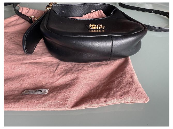 Borsa Hobo Miu Miu Wander Nera in Pelliccia Nero - vista 5