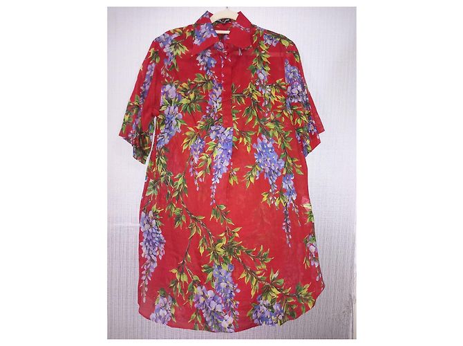 Blusa com estampa floral de glicínia vermelha Dolce & Gabbana Vermelho Verde Roxo - vista 4
