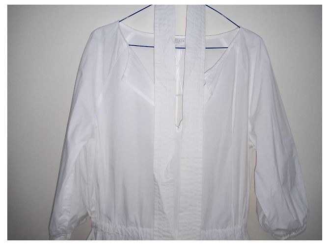 Vestido de algodón blanco con cinturón Escada Sport para mujeres - vista 2