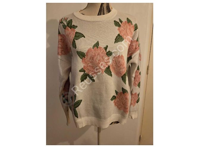 Sézane Pullover Modell Hortense mit floralem Druck - Größe 40/L Damen - Creme - Ansicht 2