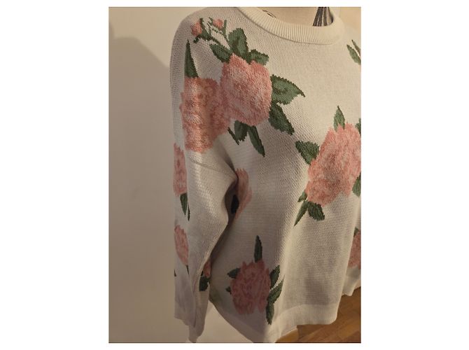 Sézane Pullover Modell Hortense mit floralem Druck - Größe 40/L Damen - Creme - Ansicht 3