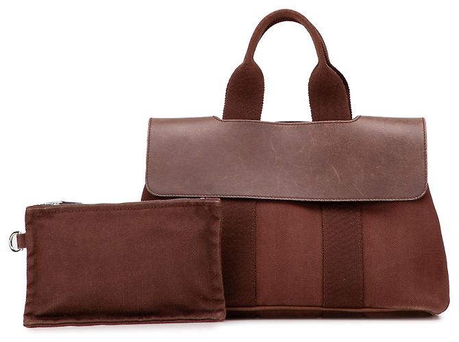 Hermès Valparaiso PM em Toile e Swift Marrom Castanho escuro - vista 11