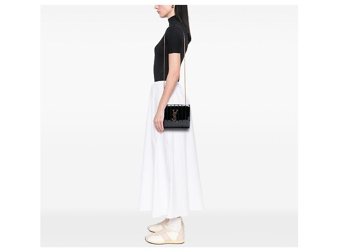 Crossbody Vicky medio in vernice nera di Saint Laurent Nero - vista 7
