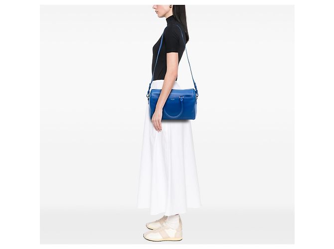 Bolso Duffle 6 de cuero azul clásico Saint Laurent - vista 7