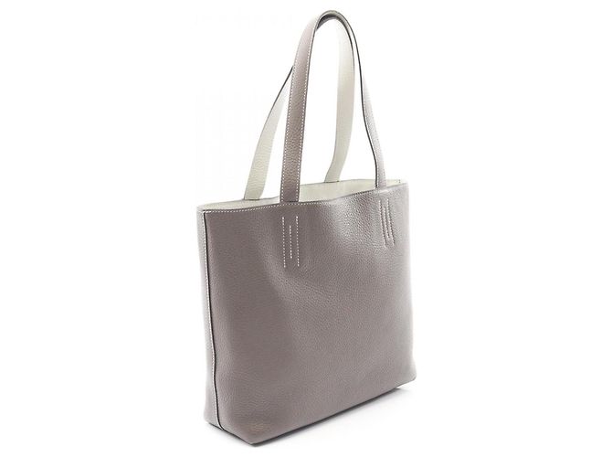 Borsa Tote Double Sens 28 Hermès Marrone Bianco - vista 2