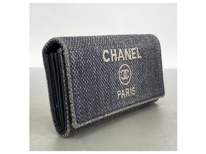 Chanel Deauville Canvas Langbörse Schwarz - Ansicht 2