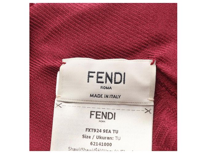 Fendi Zucca Silk and Wool Stole in Bordeaux - view 2