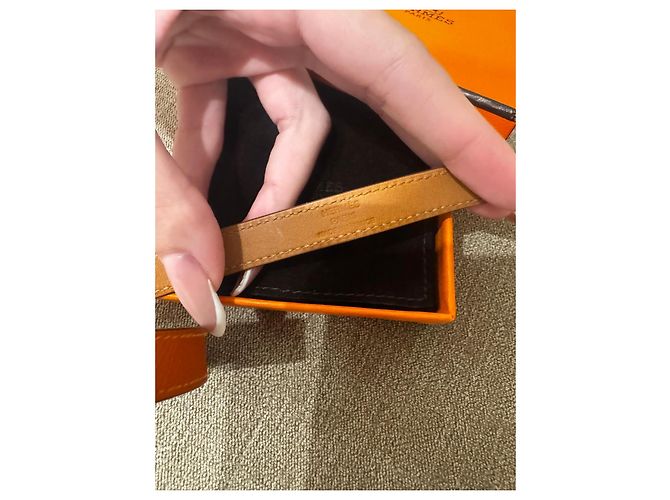 Bracciale Hermès Kelly Double Tour Arancione Gold hardware - vista 8