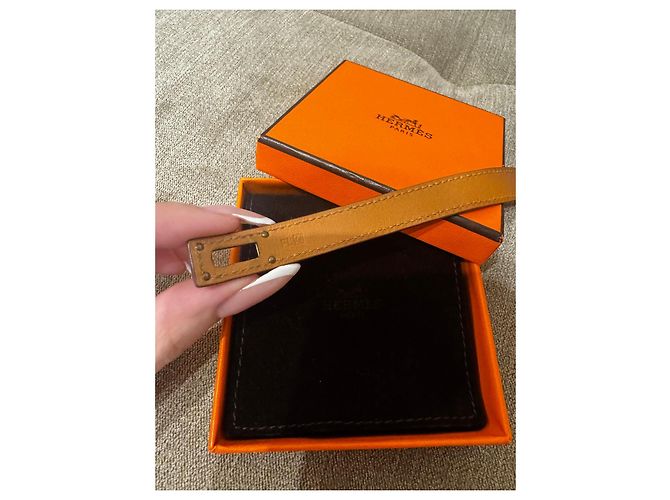 Bracciale Hermès Kelly Double Tour Arancione Gold hardware - vista 9