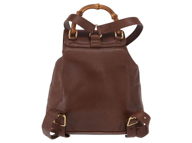 Bamboo Zaino in pelle vintage Gucci mini con bambù Marrone - vista 2