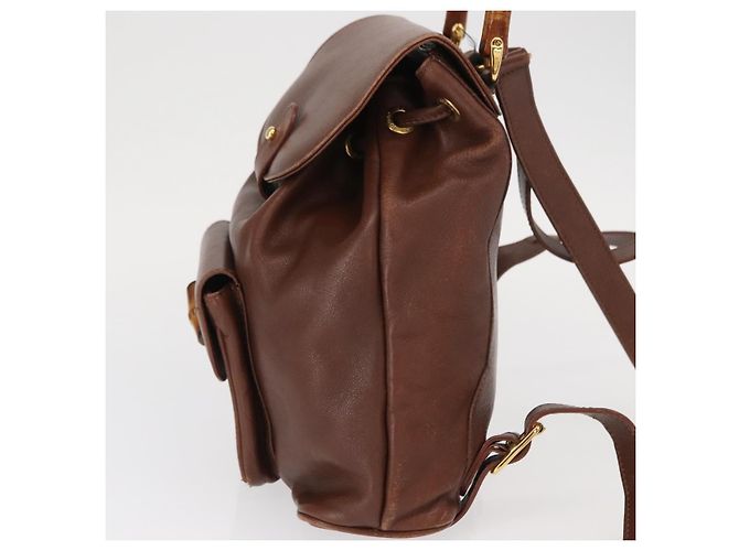 Bamboo Zaino in pelle vintage Gucci mini con bambù Marrone - vista 3