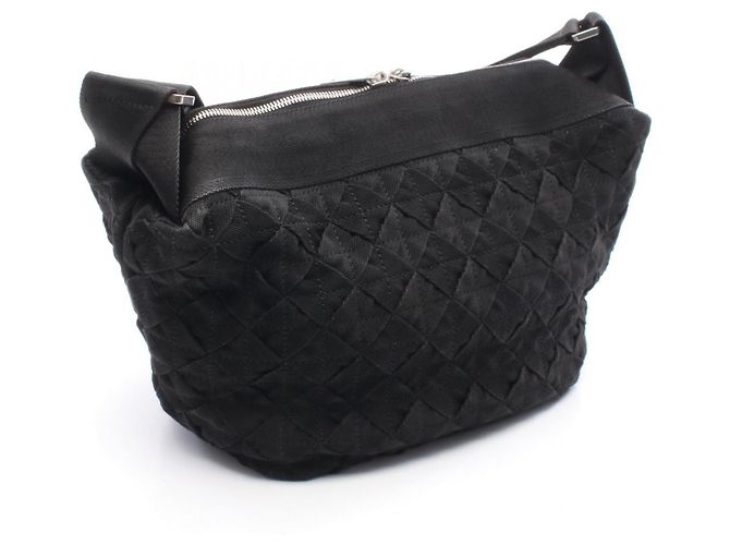 Borsa a Spalla in Tessuto Intrecciato di Bottega Veneta Nero - vista 2