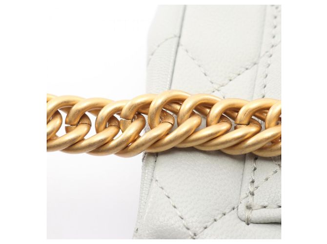 Borsa a Spalla in Pelle Grigia Matelassé Chanel Marrone - vista 9