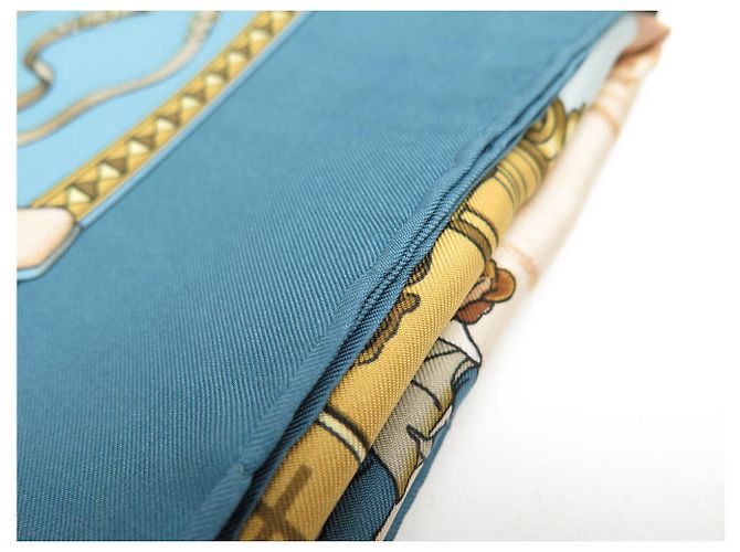 Hermès VINTAGE HERMES TUCH PFERDEPRÄSENTATION 1. AUSGABE QUADRAT 90 TUCH 580 Blau - Ansicht 13