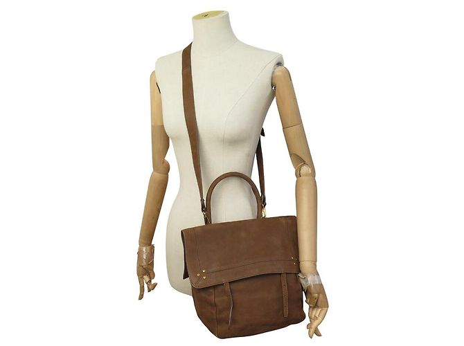 BORSA A MANO JEROME DREYFUSS JEREMIE IN PELLE SUEDE MARRONE - vista 7