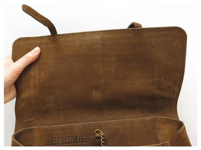 BORSA A MANO JEROME DREYFUSS JEREMIE IN PELLE SUEDE MARRONE - vista 9