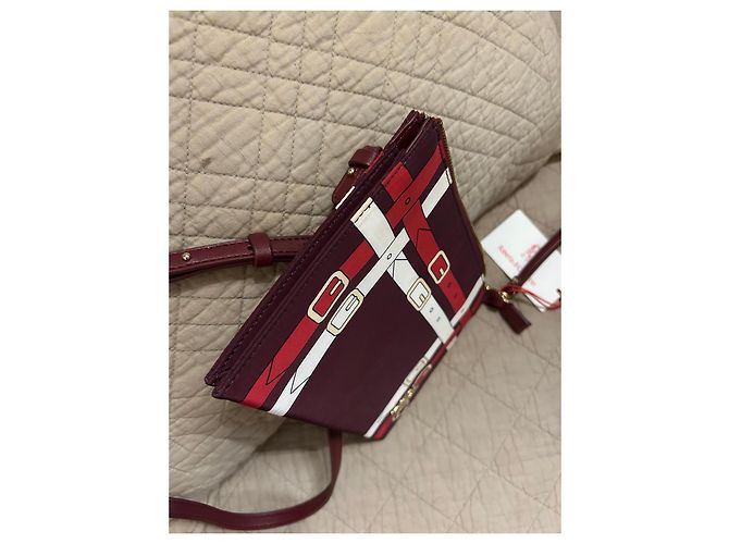 Borsa a tracolla Roberta di Camerino in tela bordeaux e bianca Bianco Rosso D'oro Bordò - vista 10