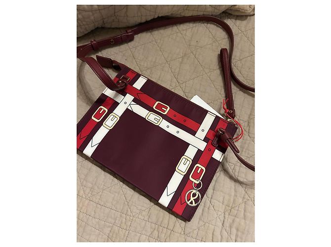 Borsa a tracolla Roberta di Camerino in tela bordeaux e bianca Bianco Rosso D'oro Bordò - vista 3