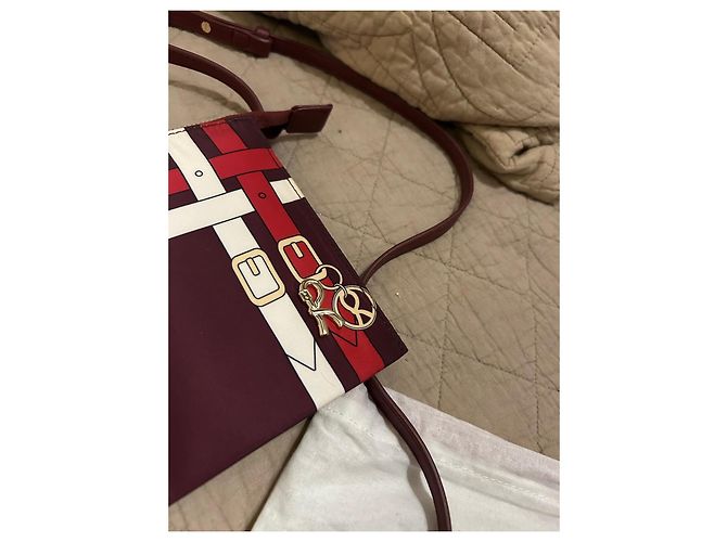 Borsa a tracolla Roberta di Camerino in tela bordeaux e bianca Bianco Rosso D'oro Bordò - vista 4