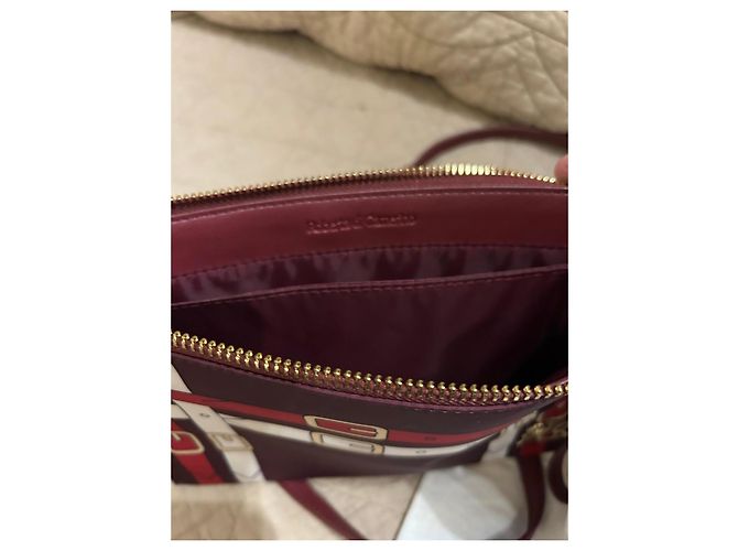 Borsa a tracolla Roberta di Camerino in tela bordeaux e bianca Bianco Rosso D'oro Bordò - vista 5