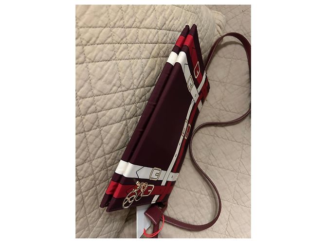 Borsa a tracolla Roberta di Camerino in tela bordeaux e bianca Bianco Rosso D'oro Bordò - vista 8