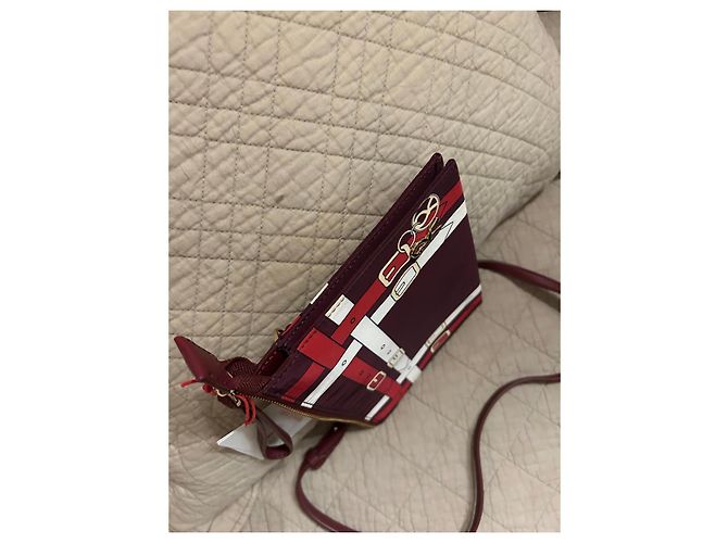 Borsa a tracolla Roberta di Camerino in tela bordeaux e bianca Bianco Rosso D'oro Bordò - vista 9