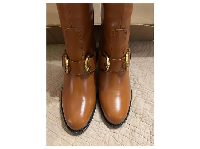 Zadig & Voltaire Botas altas de couro marrom com fivela dourada - vista 11