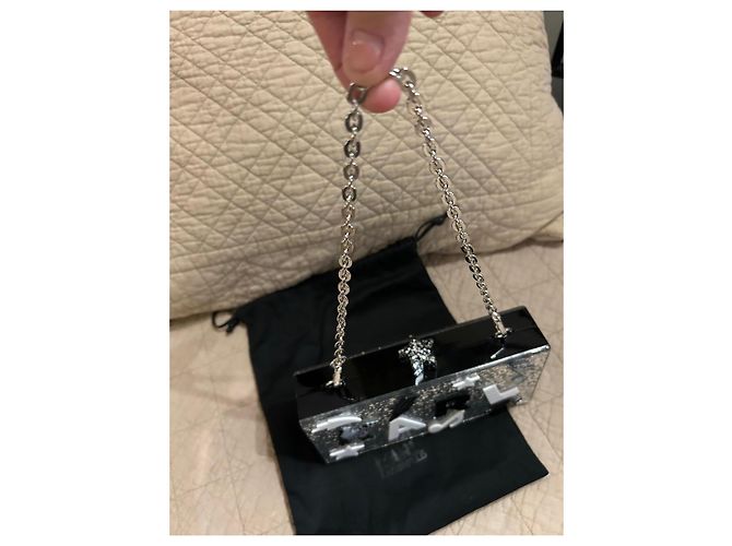 Clutch argentata con paillettes di Karl Lagerfeld Nero Argento - vista 3