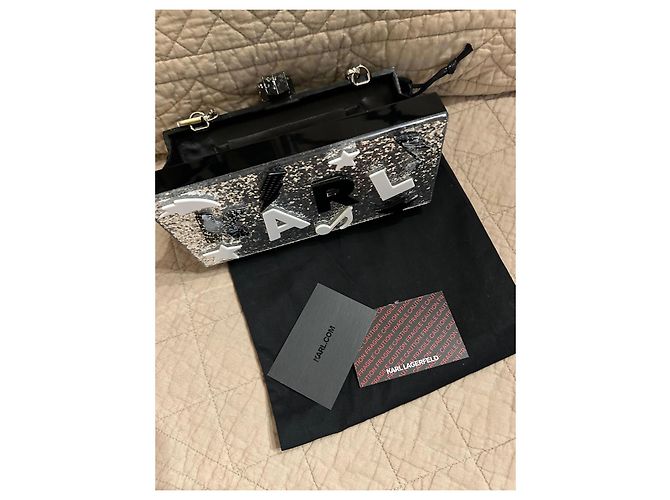 Clutch argentata con paillettes di Karl Lagerfeld Nero Argento - vista 7