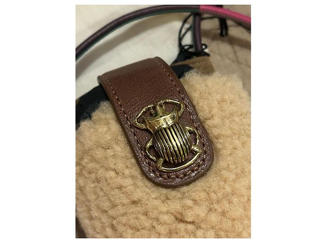 Claris Virot Handytasche aus beigem Schafsleder und Leder Braun Mehrfarben - Ansicht 6