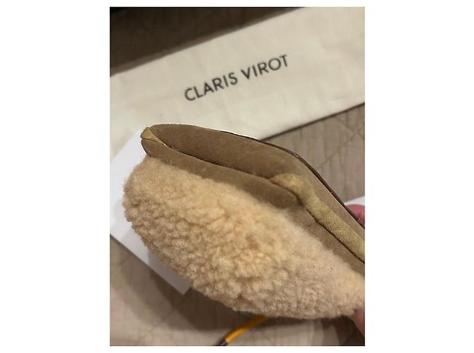 Claris Virot Handytasche aus beigem Schafsleder und Leder Braun Mehrfarben - Ansicht 7