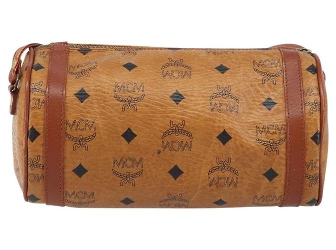 Borsa a spalla MCM Visetos in tela e pelle Marrone - vista 2