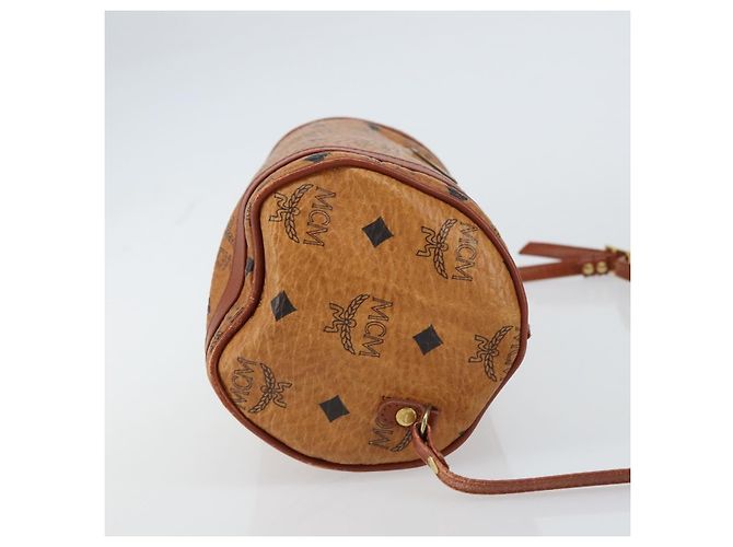 Borsa a spalla MCM Visetos in tela e pelle Marrone - vista 3