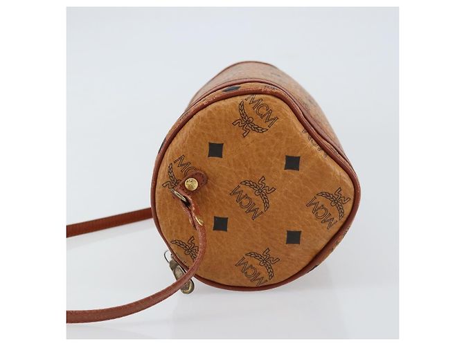 Borsa a spalla MCM Visetos in tela e pelle Marrone - vista 4