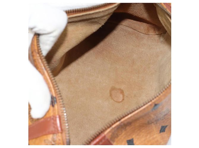 Borsa a spalla MCM Visetos in tela e pelle Marrone - vista 5
