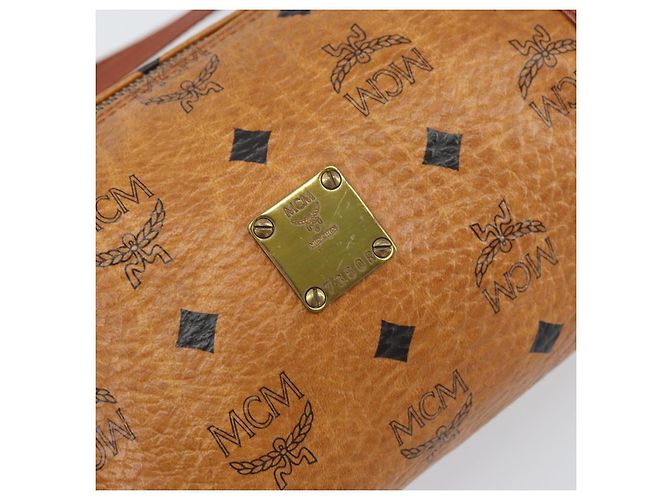 Borsa a spalla MCM Visetos in tela e pelle Marrone - vista 6