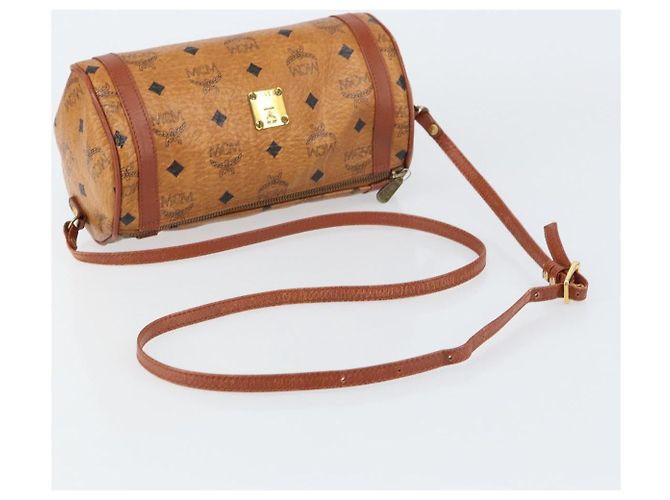 Borsa a spalla MCM Visetos in tela e pelle Marrone - vista 7