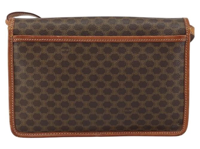 Céline Celine Vintage Macadam Circle Logo Canvas et Cuir Marron - vue 2