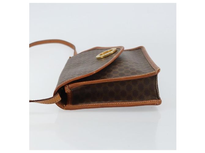 Céline Celine Vintage Macadam Circle Logo Canvas et Cuir Marron - vue 4
