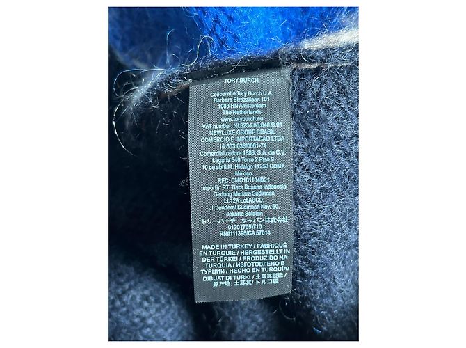 Tory Burch Pull à col roulé en maille à losanges Noir Bleu Gris Camel - vue 5