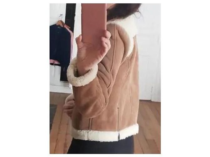 Giacca in pelle di pecora American Retro camel Cammello - vista 13