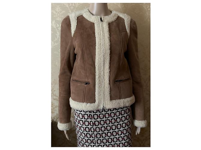 Giacca in pelle di pecora American Retro camel Cammello - vista 14