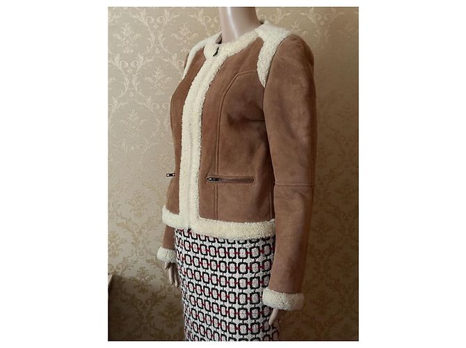 Giacca in pelle di pecora American Retro camel Cammello - vista 16