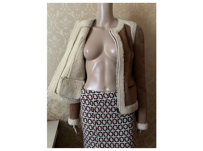 Giacca in pelle di pecora American Retro camel Cammello - vista 17