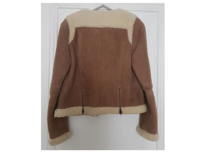 Giacca in pelle di pecora American Retro camel Cammello - vista 2