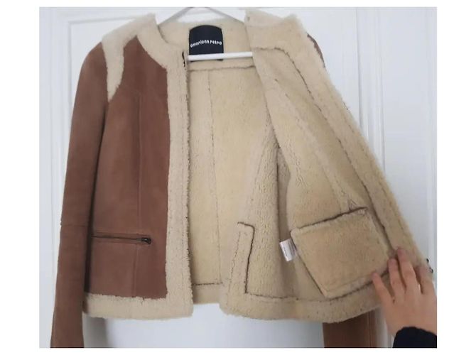 Giacca in pelle di pecora American Retro camel Cammello - vista 3