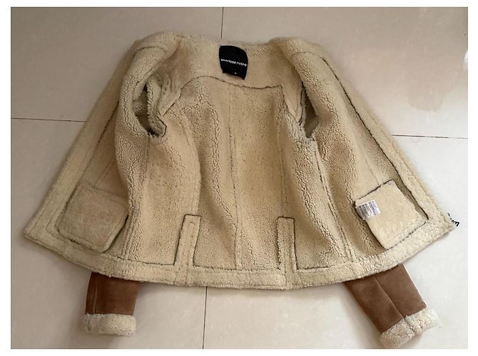 Giacca in pelle di pecora American Retro camel Cammello - vista 8