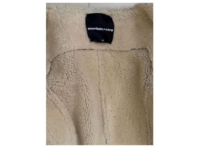 Giacca in pelle di pecora American Retro camel Cammello - vista 9
