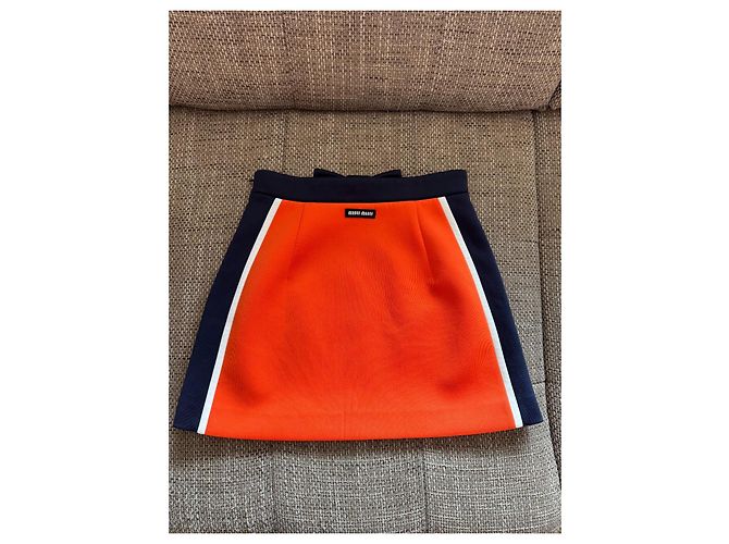 Mini Falda Miu Miu Naranja de Jersey - vista 4